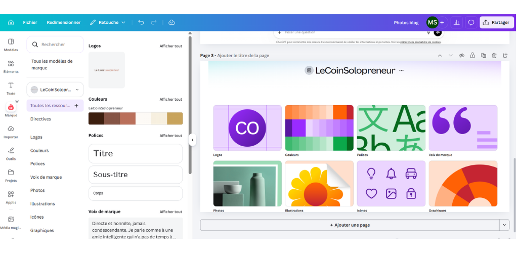 visuel du Kit de marque de Canva